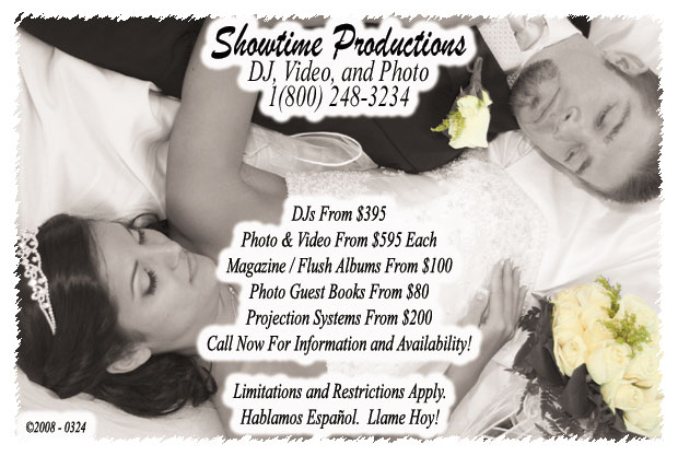 Showtime Productions 
1(800) 248-3234


Pricing

Our pricing for disc jockey services start at $395. For photography and videography, pricing starts at $595 each. 

We can customize a package that will include exactly what you want at a price that fits your budget and your expectations.  The options and posibilities are endless.

We offer great discounts for weekday, Sunday, and Saturday morning events. 

Please call (800) 248-3234 for your customized package pricing.

